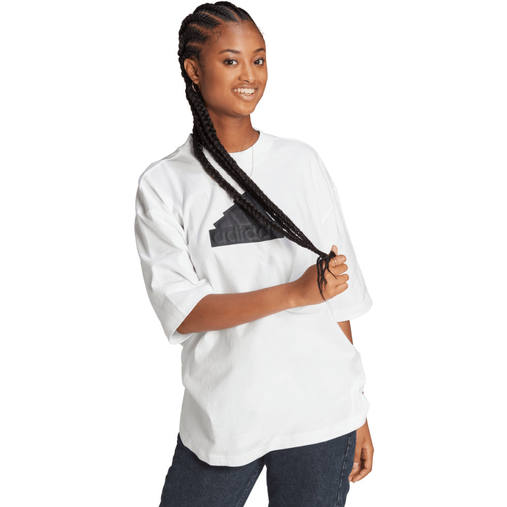 Adidas Womens Future Icons Badge Of Sport Boyfriend Tee White Platinum Sports
