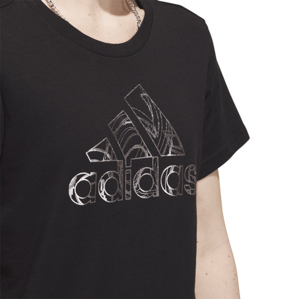 Adidas | Womens Holiday Lights Graphic Tee (Black/Silver Metallic)