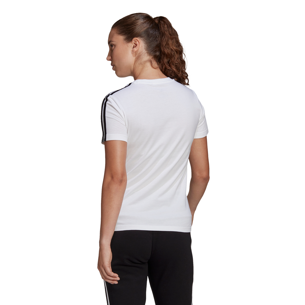 Adidas | Womens Essentials Slim 3-Stripes Tee (White/Black)