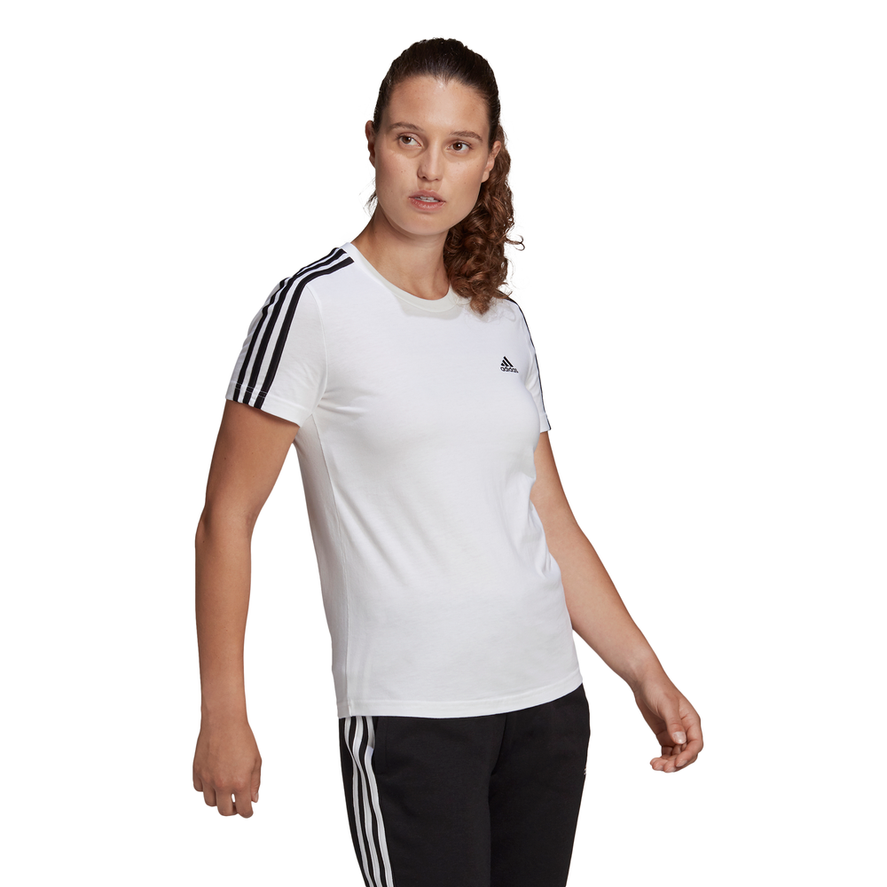 Adidas | Womens Essentials Slim 3-Stripes Tee (White/Black)