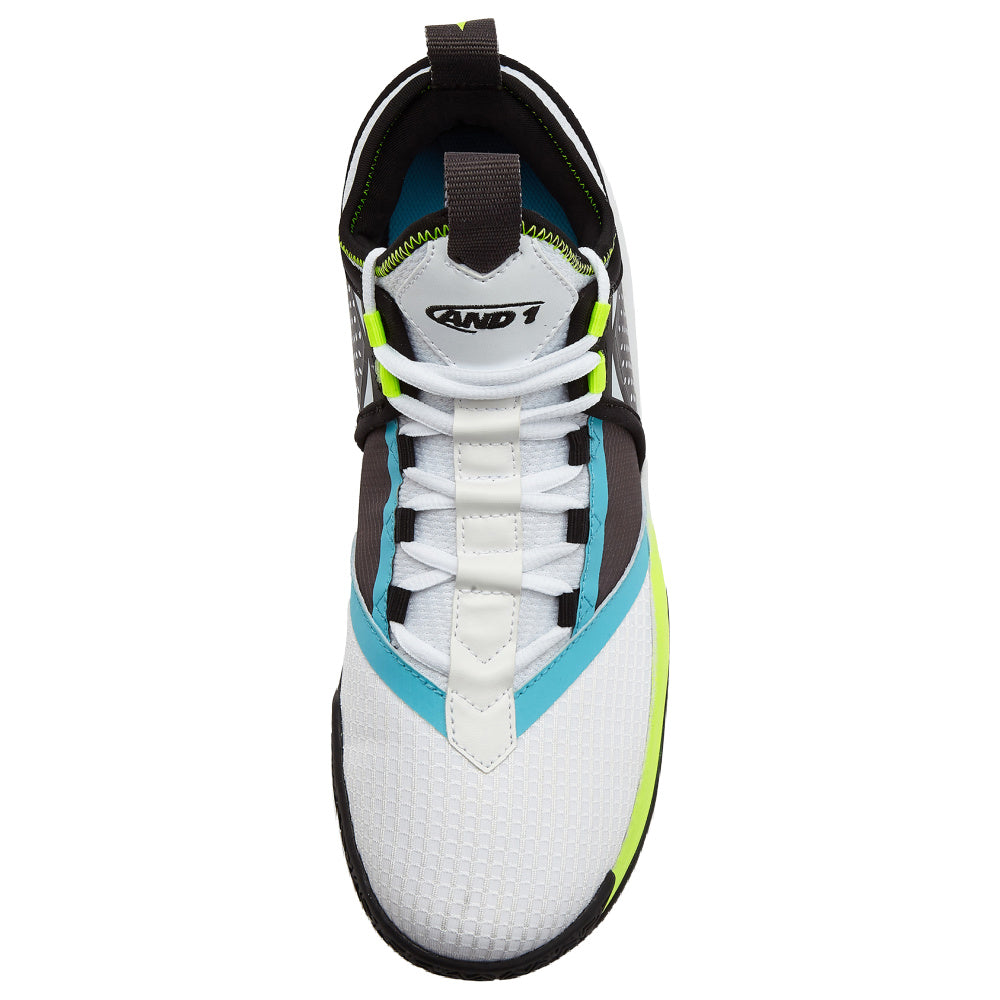 And1 | Mens Charge Mb (White/Asphalt/Blue Atoll)