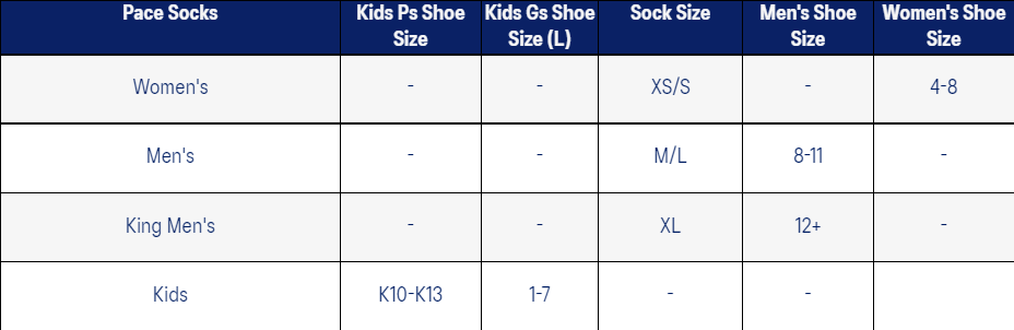 Asics sock best sale size chart