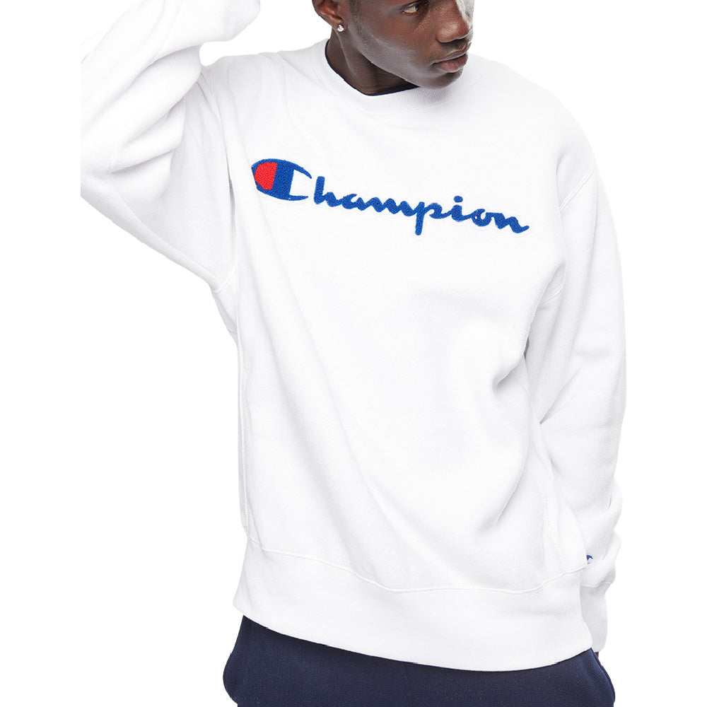 Champion | Mens Champion Script Crew (White)