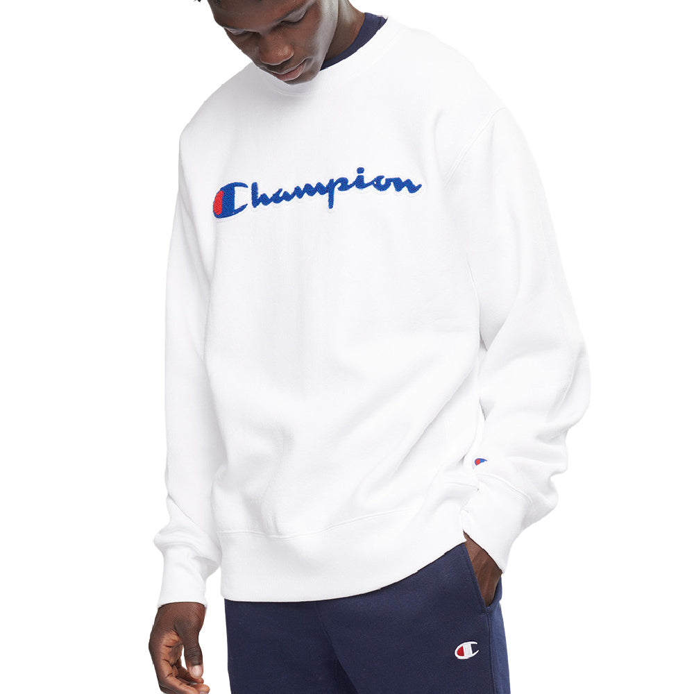 Champion | Mens Champion Script Crew (White)