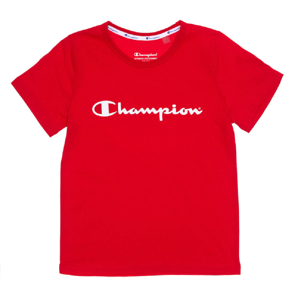 チャンピオン |キッズスクリプト半袖Tシャツ（朱色）