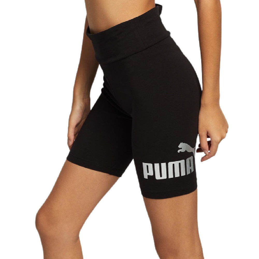 Puma | Womens Essential Metallic Short Tight (Black/Silver)