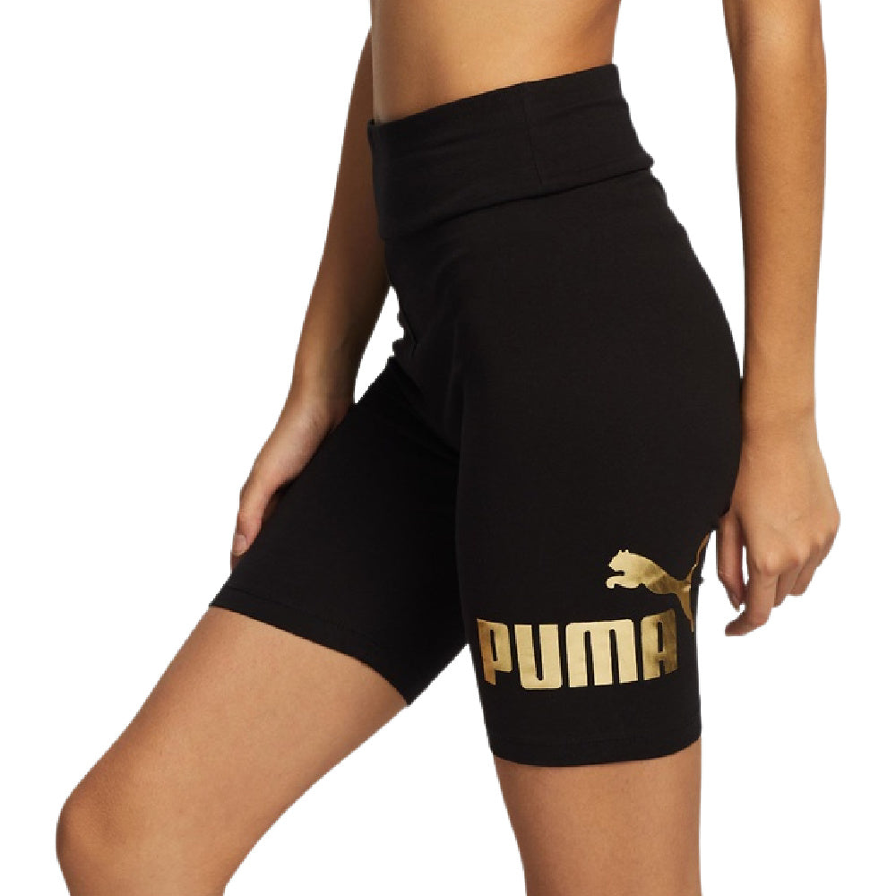 Puma | Womens Essentials+ Metallic Short Tight (Black/Gold)