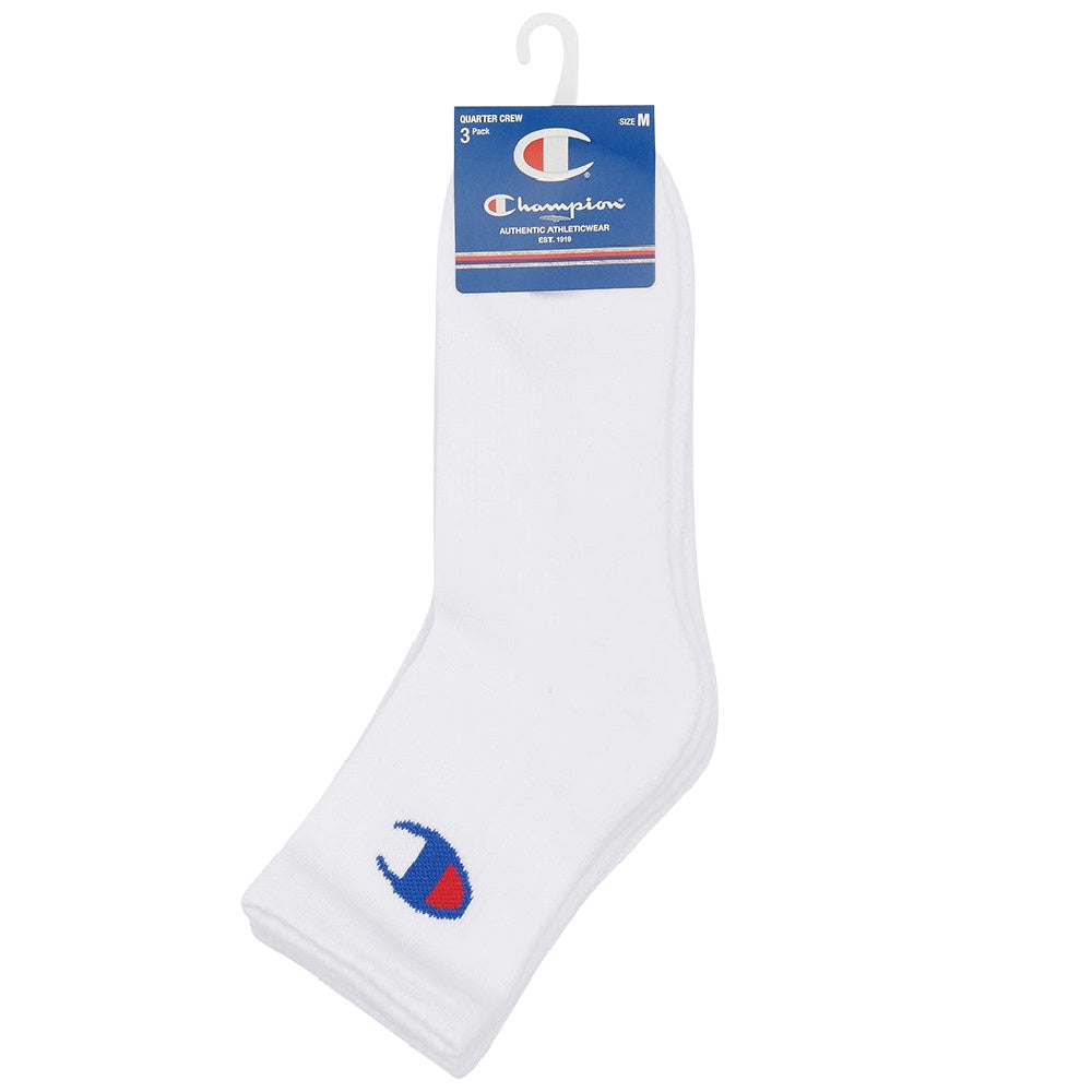 Champion | Unisex Sport Quarter Crew Sock 3 Pack (White)