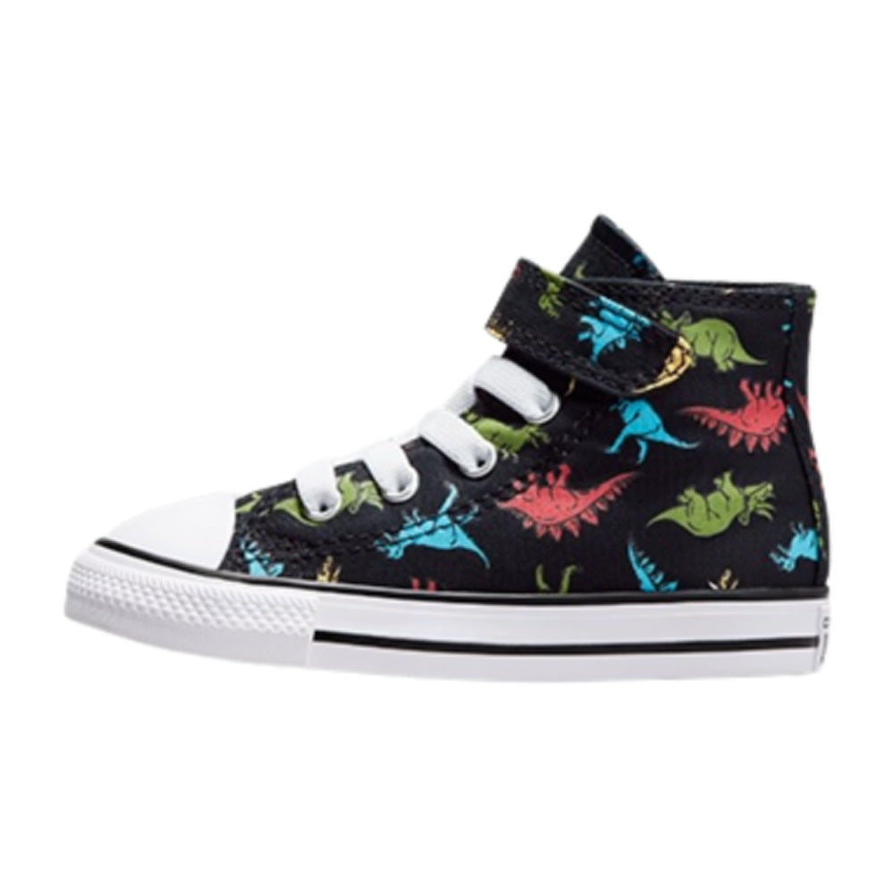 Converse | Infants Chuck Taylor All Star Dinosaurs 1V High Top (Black/Soft Red/Baltic Blue/White)