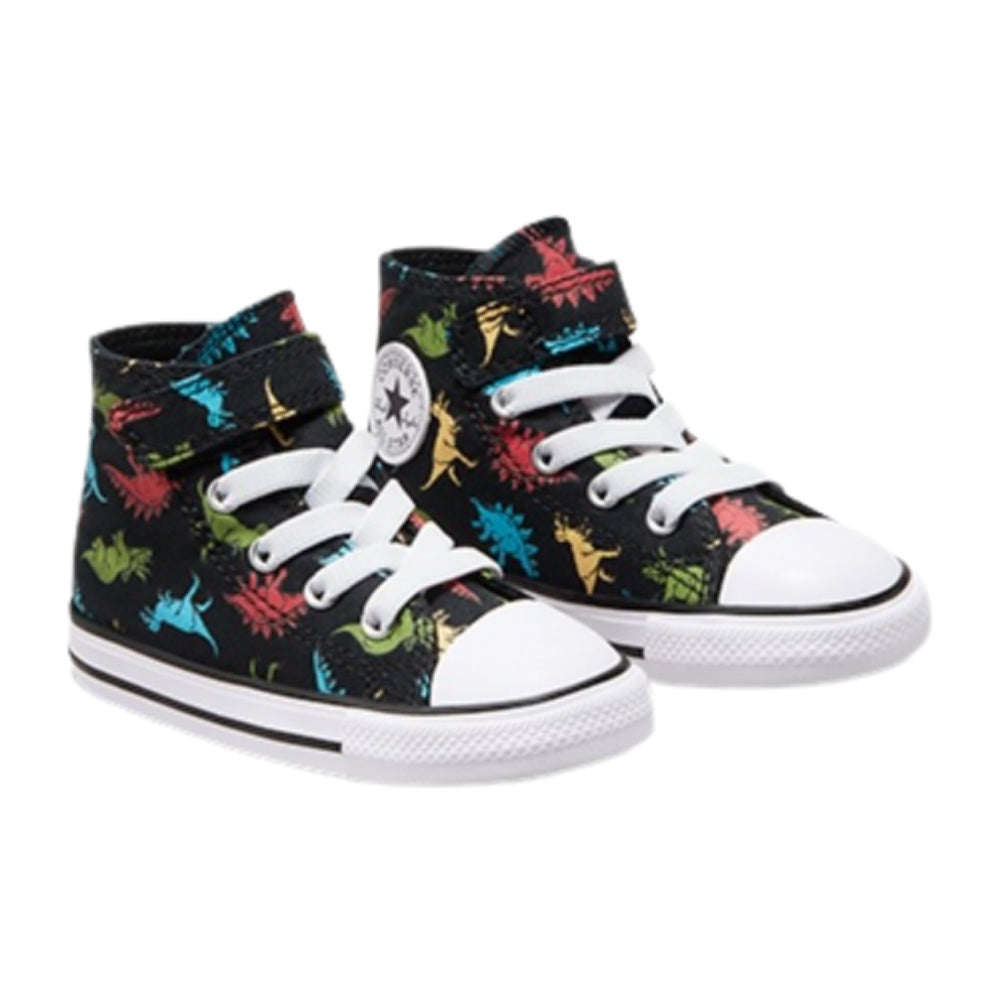 Converse | Infants Chuck Taylor All Star Dinosaurs 1V High Top (Black/Soft Red/Baltic Blue/White)