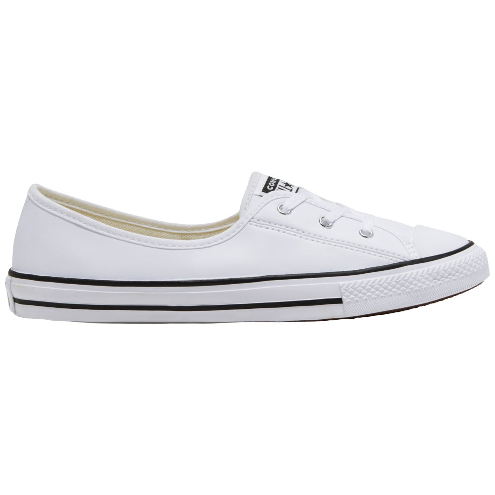 Converse | Womens Chuck Taylor All Star Ballet Lace Faux Leather Slip-On (White/Black)
