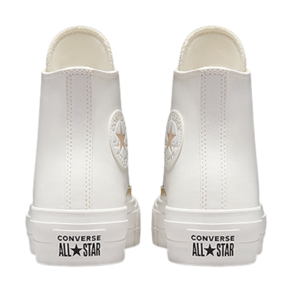Converse | Womens Chuck Taylor All Star Synthetic Leather Lift High (Vintage White/Egret/Gold)