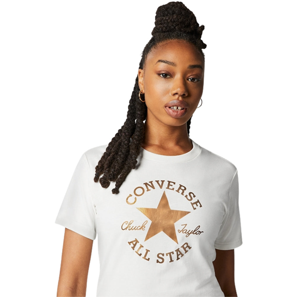 Converse | Womens Metallic Classic Chuck Patch Tee (Egret/Gold)