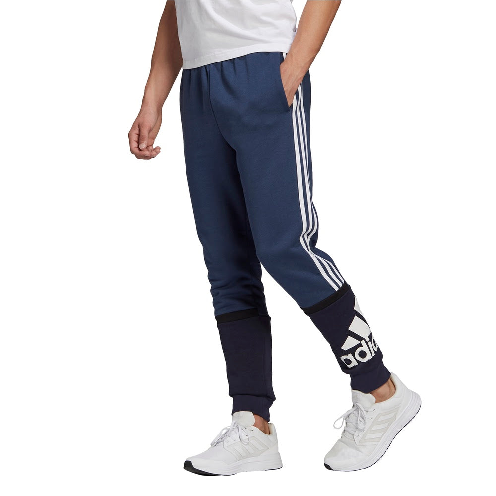 Adidas | Mens Essentials Logo ColourBlock Cuff Pants (Navy/White)