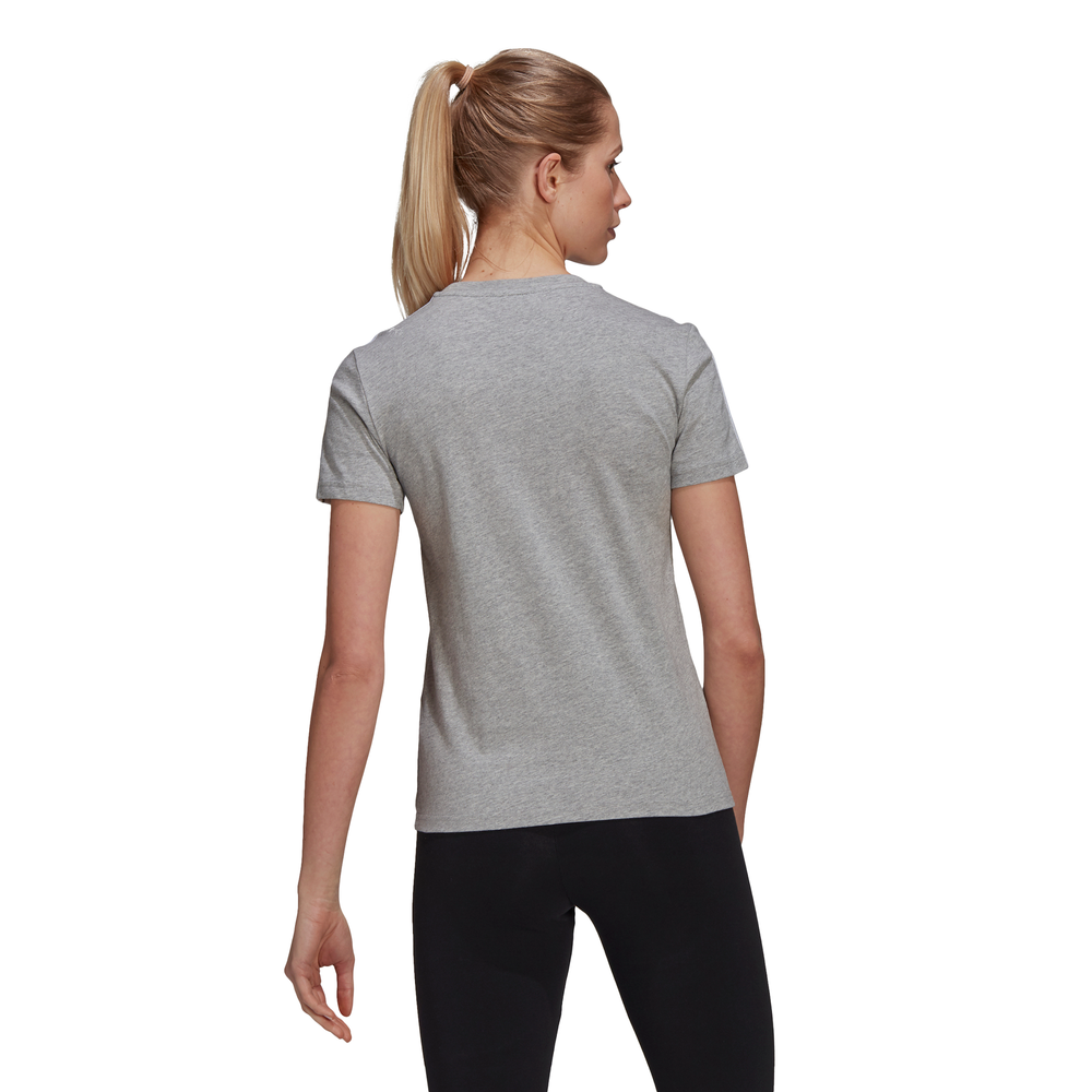 Adidas | Womens Essentials Slim 3-Stripes Tee (Grey/White)