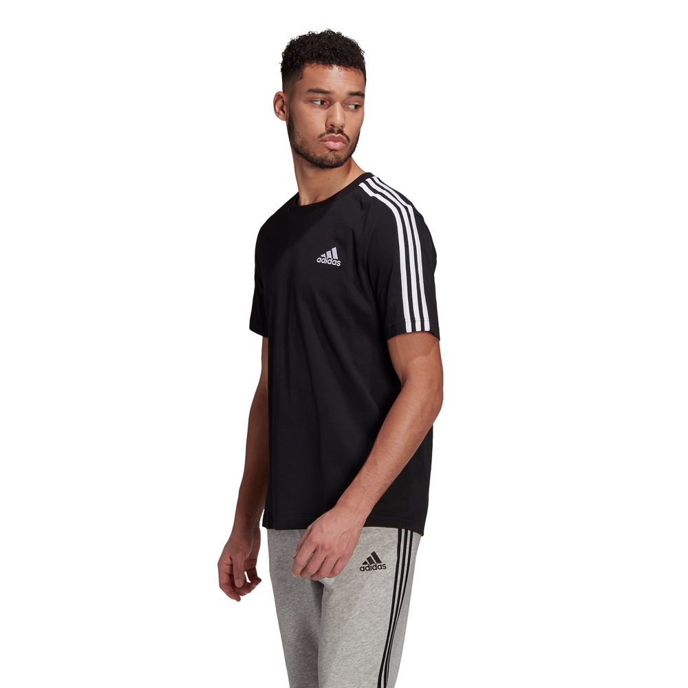 Adidas | Mens Essentials 3-Stripe Tee (Black/White)