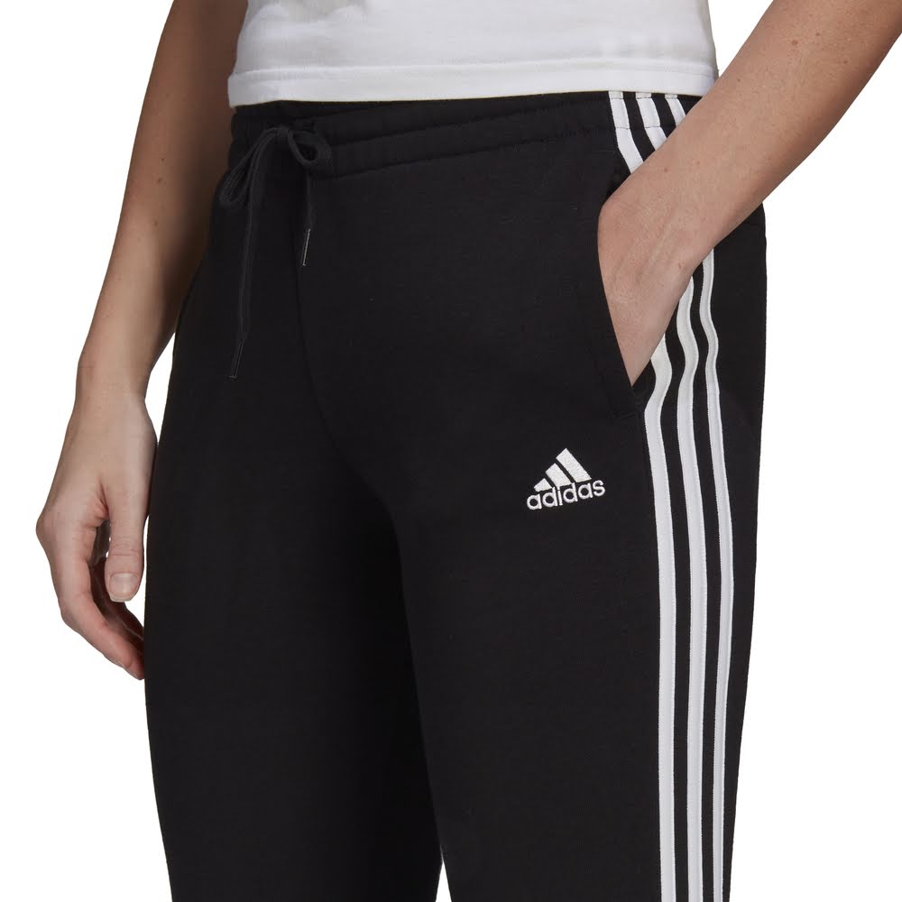 Adidas | Womens Essentials Fleece 3-Stripes Pant (Black/White)