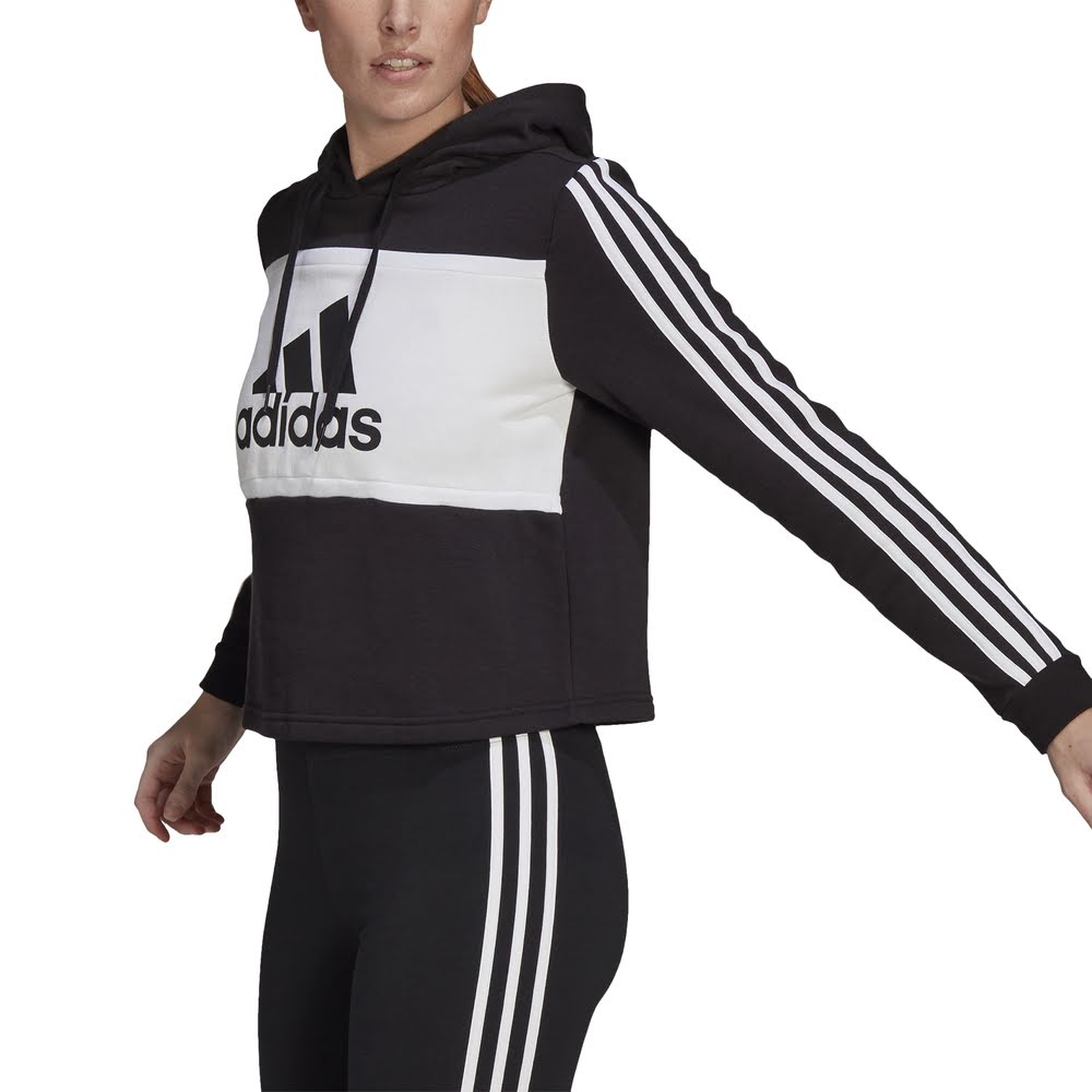 Adidas | Womens Colour Blockcrop Hoodie (Black/White)