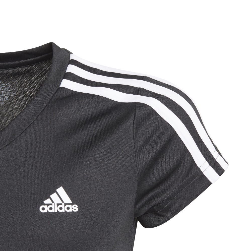 Adidas | Girls 3-Stripes Tee (Black/White)
