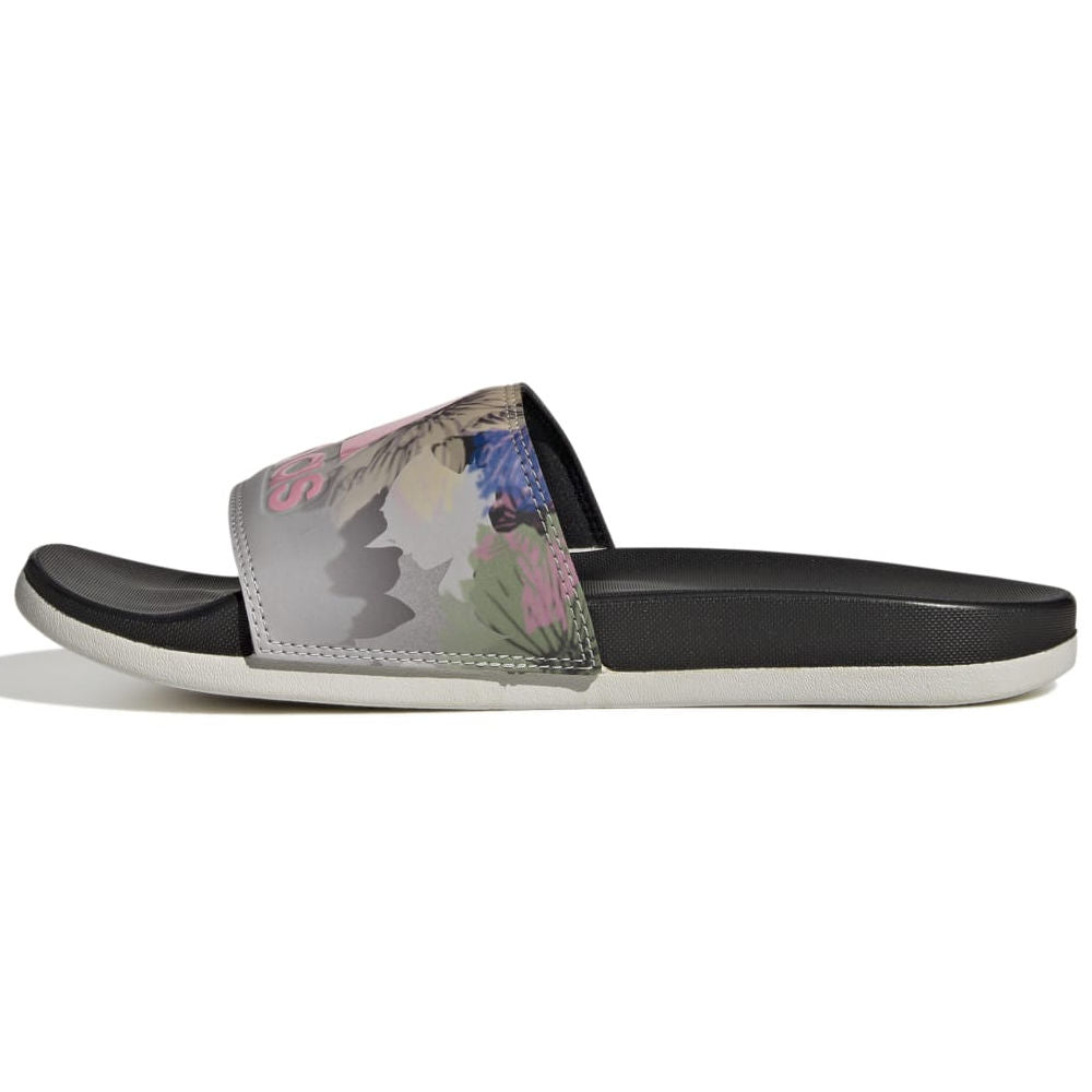 Adidas | Womens Adilette Comfort Slides (Grey/Pink/Black)