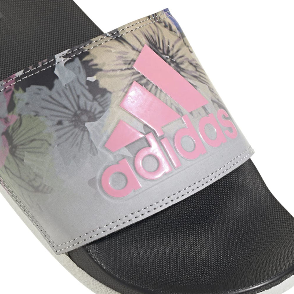 Adidas | Womens Adilette Comfort Slides (Grey/Pink/Black)