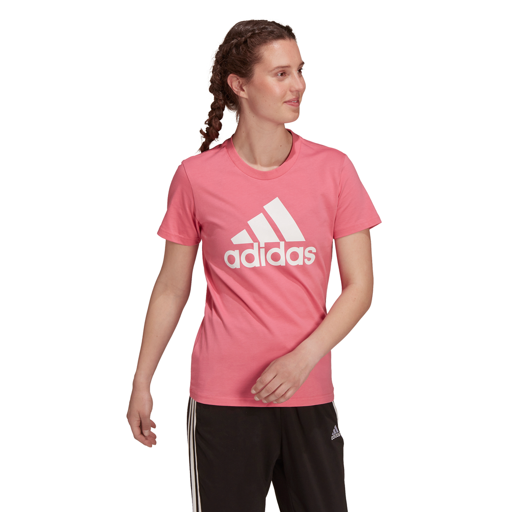 Adidas | Womens Essentials Logo Tee (Rose/White)