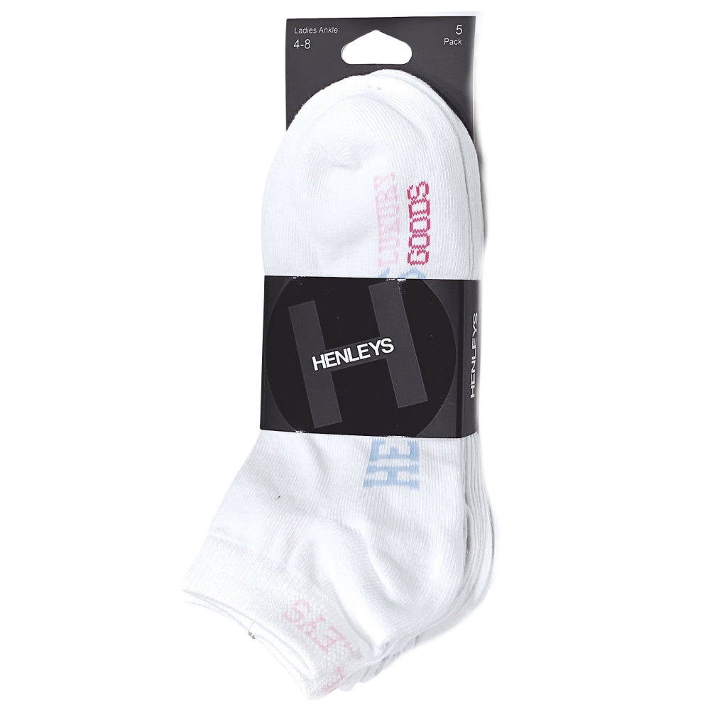 Henleys | Womens Ankle Socks White/Multi 5Pk