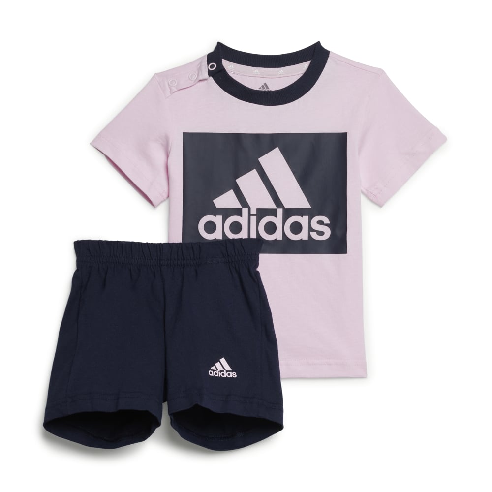 アディダス | Infants Essentials ビッグロゴ T シャツとショートパンツのセット (クリア ピンク/レジェンド インク) 