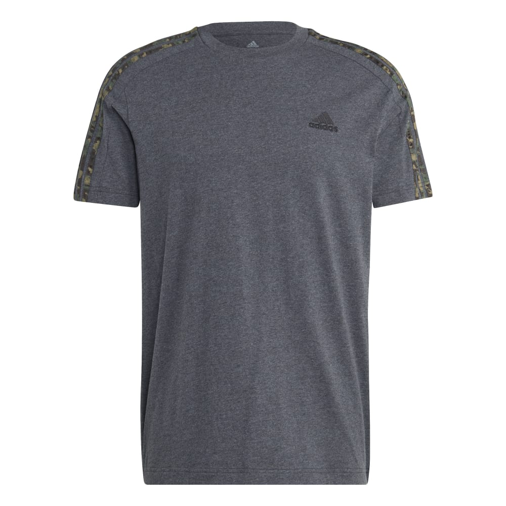 Adidas | Mens Essentials Single Jersey 3-Stripes Tee (Dark Grey Heather/Black)