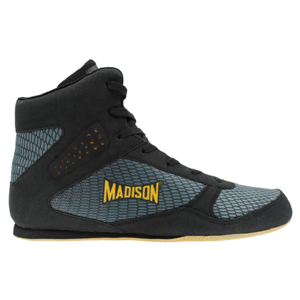 Madison Mens Dominator Low Cut Boxing Boots Black Platinum Sports