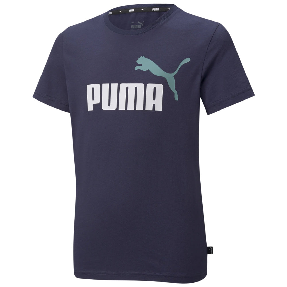 Puma | Kids Essentials+ Two Tone Logo Tee (Peacoat/Mineral Blue)
