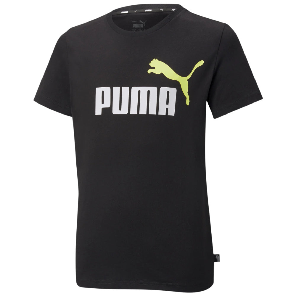 Puma | Boys Essentials+ Two Tone Logo Tee (Black/Lemon)