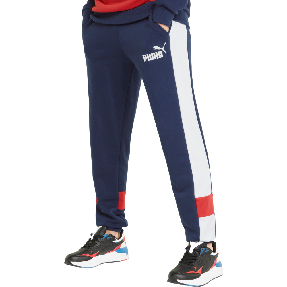 Sports Pants – Essentials+ Platinum Mens (Peacoat/White/Red) Colorblock Puma |