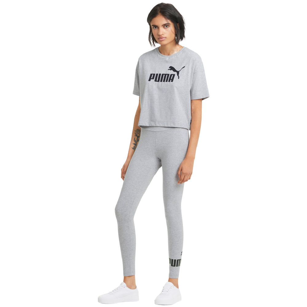 Puma | Womens Essential Logo Leggings (Light Grey/Black)