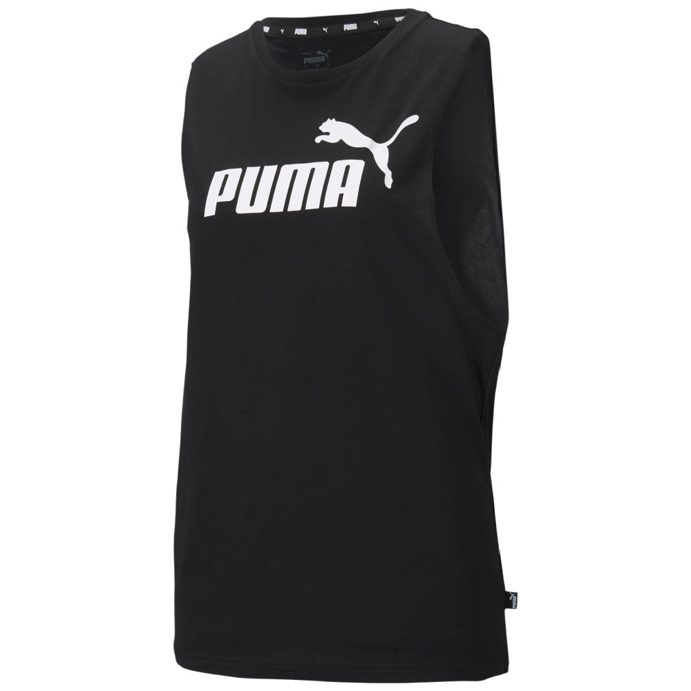 Puma | Womens Essentials Logo Cut Off Tank (Black/White)