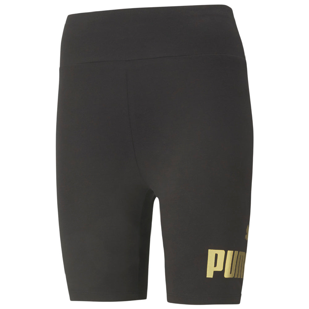 Puma | Womens Essentials+ Metallic Short Tight (Black/Gold)
