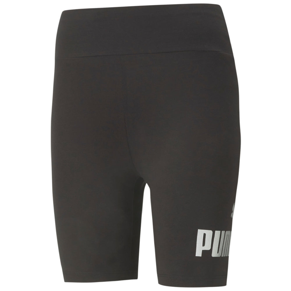 Puma | Womens Essential Metallic Short Tight (Black/Silver)