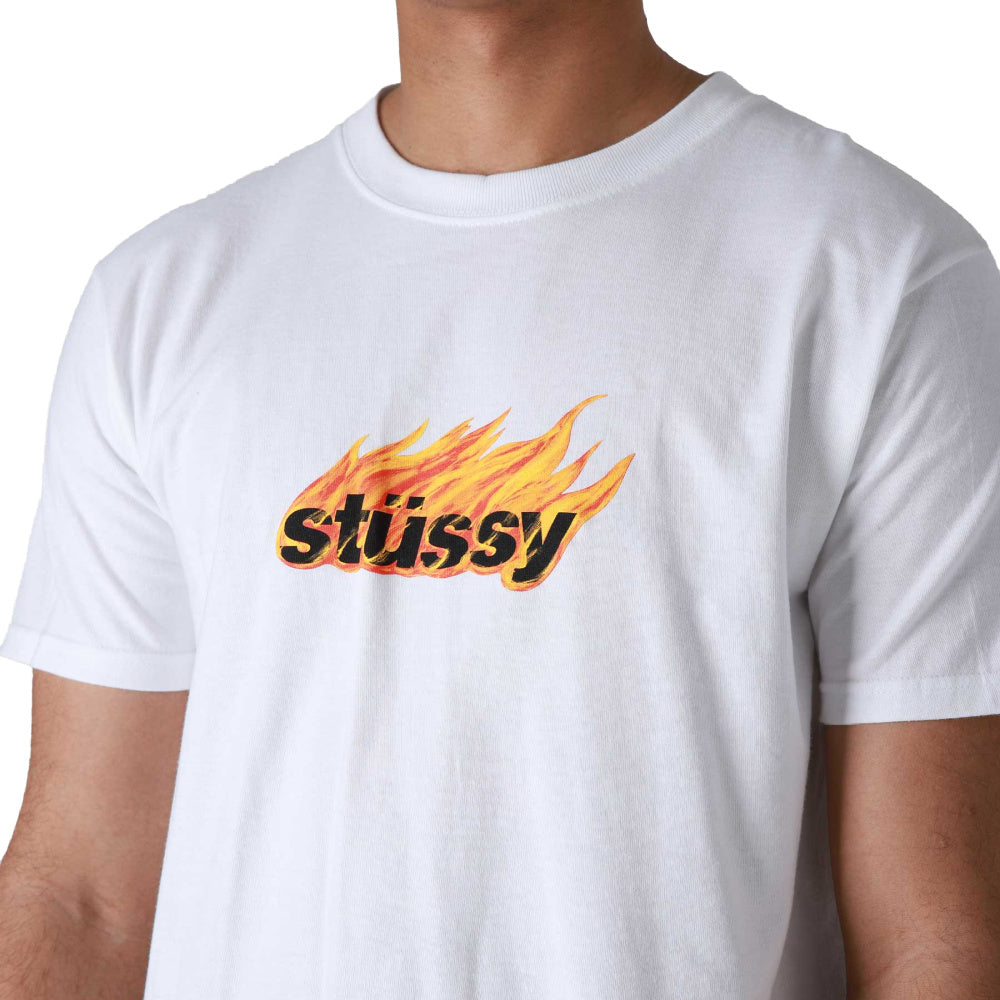 Stussy | Mens Flames Short Sleeve Tee (White)