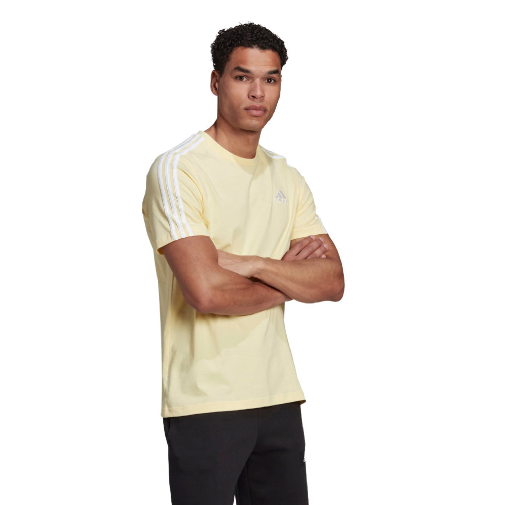 Adidas | Mens Essentials 3-Stripe Tee (Yellow/White)
