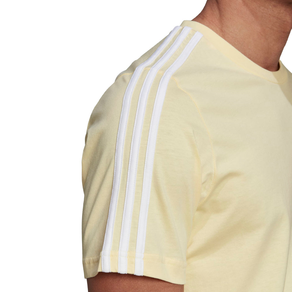 Adidas | Mens Essentials 3-Stripe Tee (Yellow/White)
