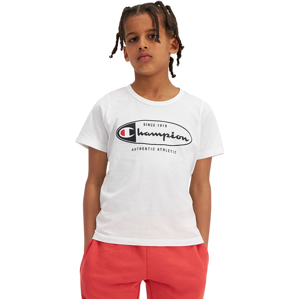 Champion | Kids Sporty Graphic Short Sleeve Tee (White/Black)